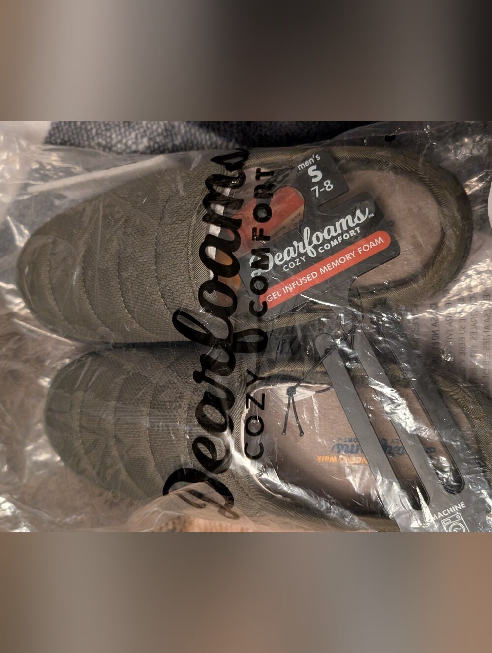 Dearfoams Quilted Slip-On Slippers/Shoes- Olive
